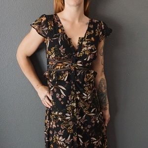 Black Button Down Floral Maxi Dress